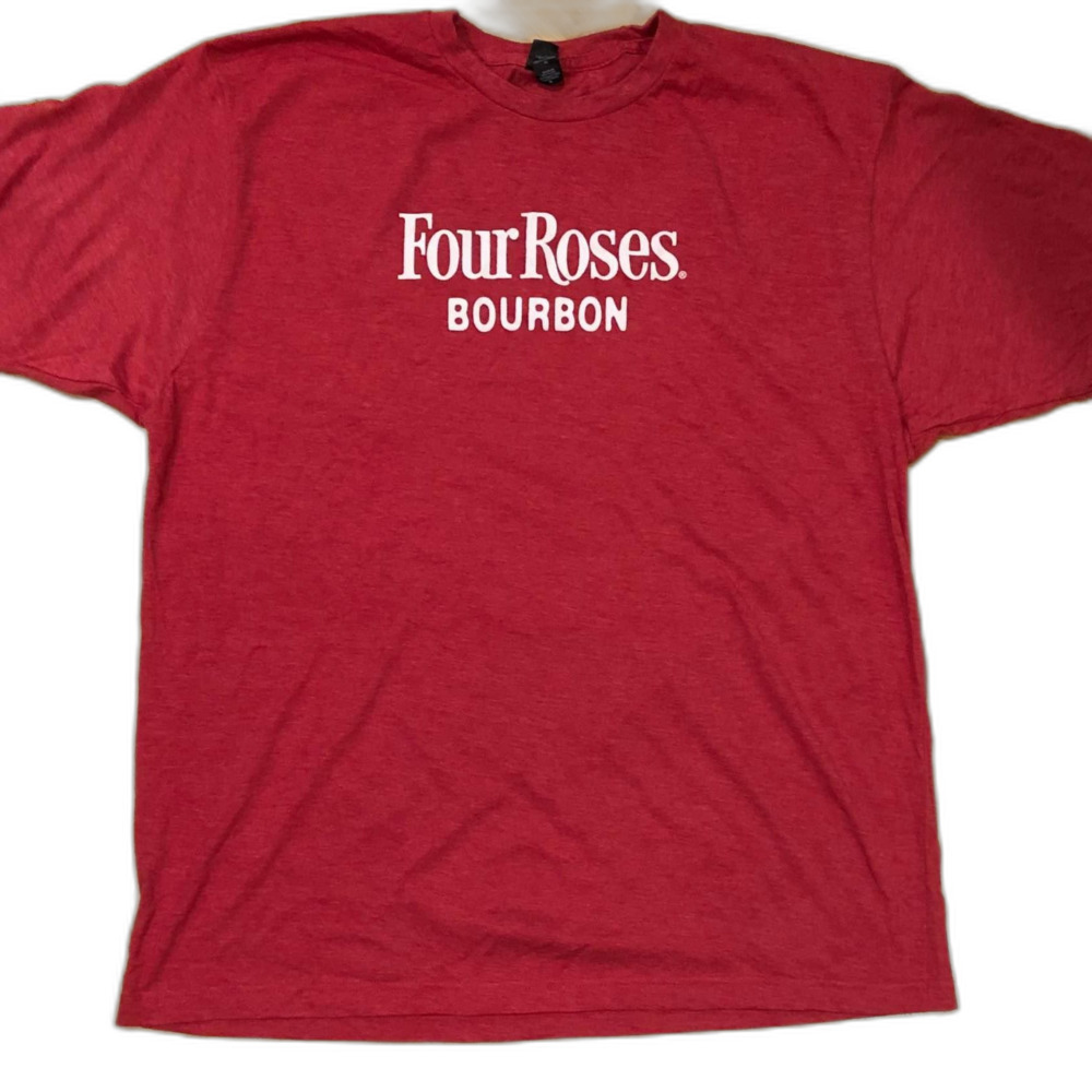 NEW! Four Roses Bourbon Whiskey red t-shirt. Super soft!‎ Rare collectible! XL